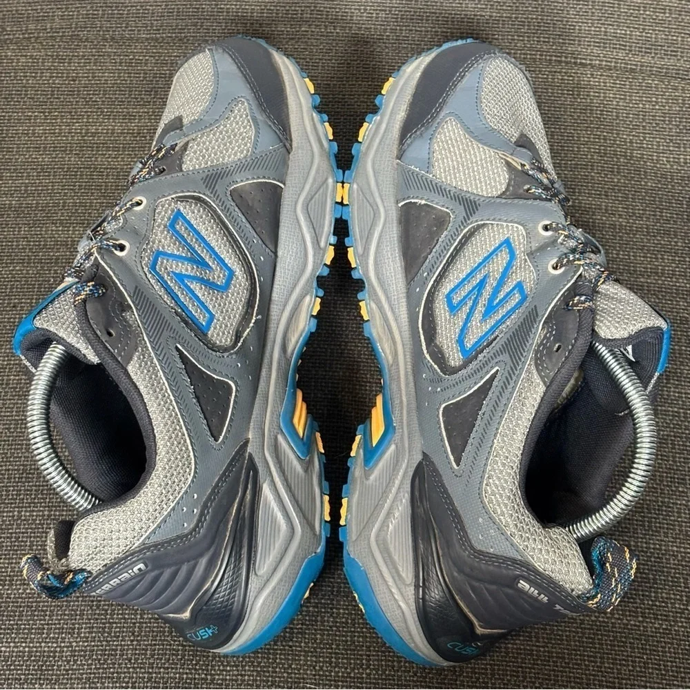 New Balance 481 V3 Trail Running Athletic Shoes-Gray/Blue/Yellow-Men Size 8.5